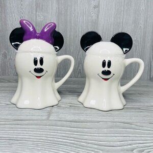 Nwt Disney Mickey Mouse & Minnie Mouse Ghost coffee Mug cups Halloween
